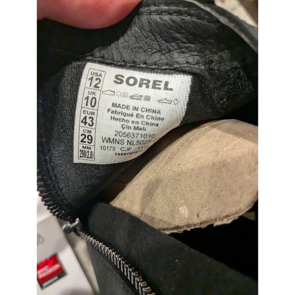 NEW Sorel Evie Zip Leather Boots Booties BLACK Women's 12 - Picture 8 of 8